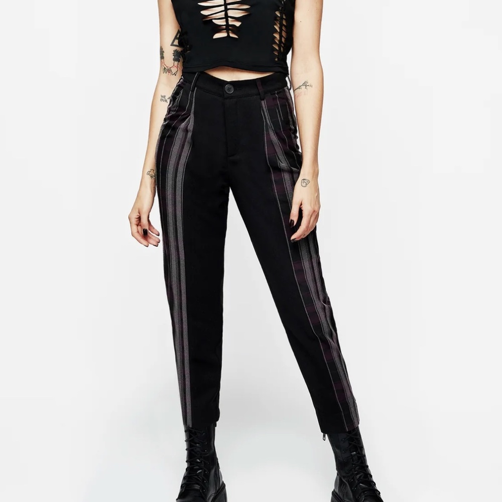 Disturbia Black and Purple Cropped Pants